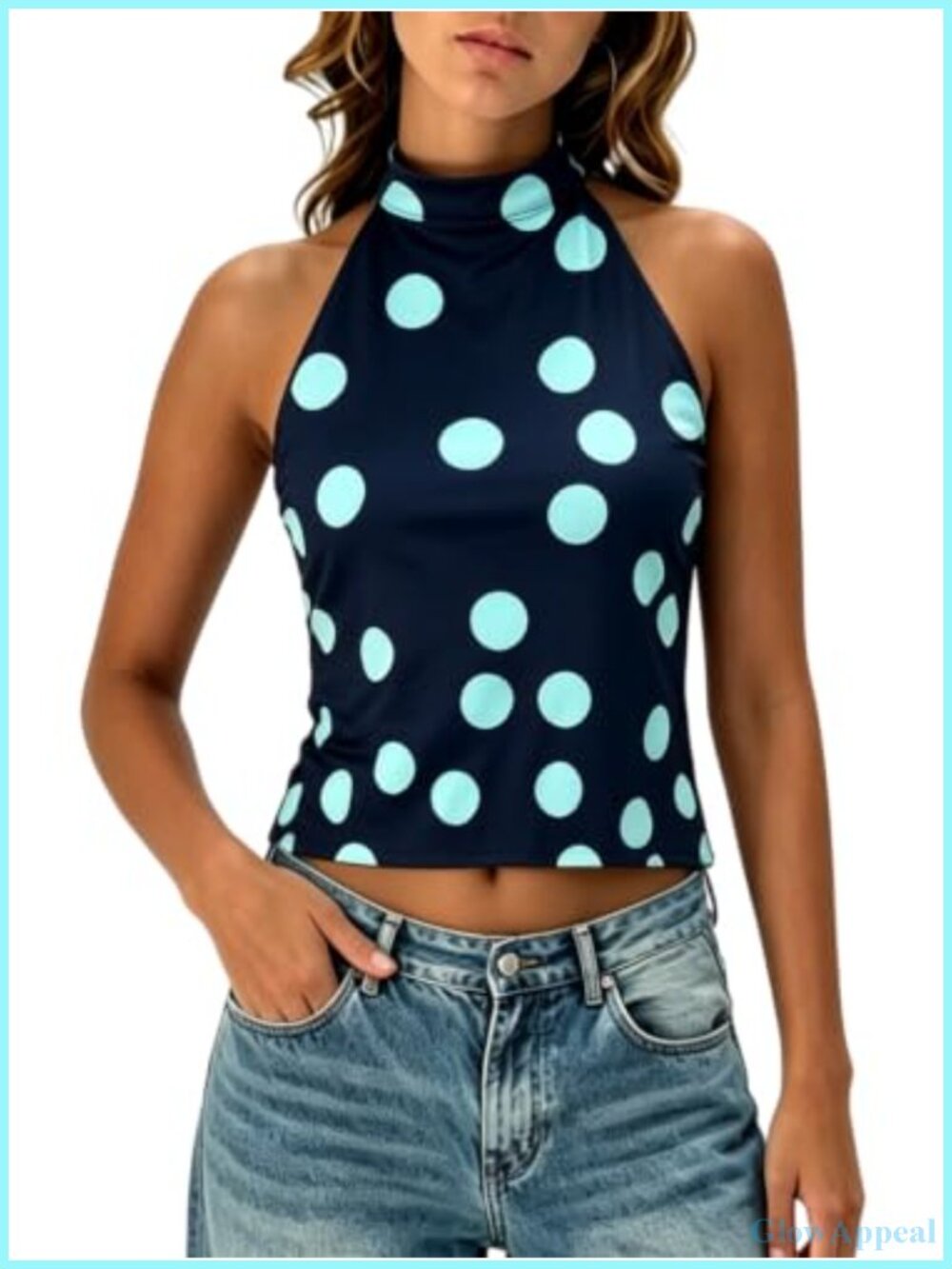 Silk Satin Halter Tank Top Mock Neck Open Back Sleeveless Button Back